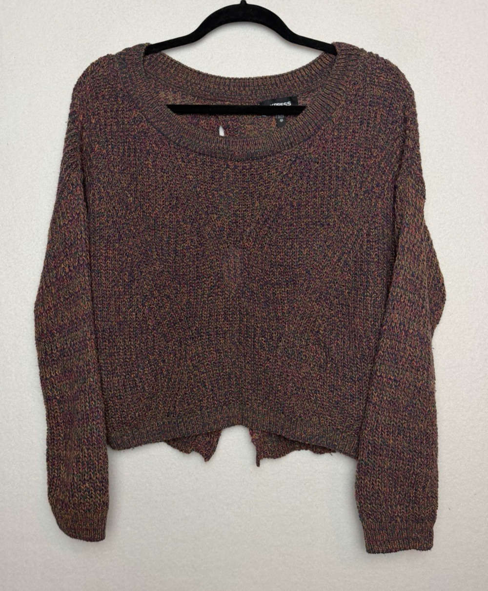 Express Chunky Knit Relaxed Cropped Sweater Open Back Detail Size XS